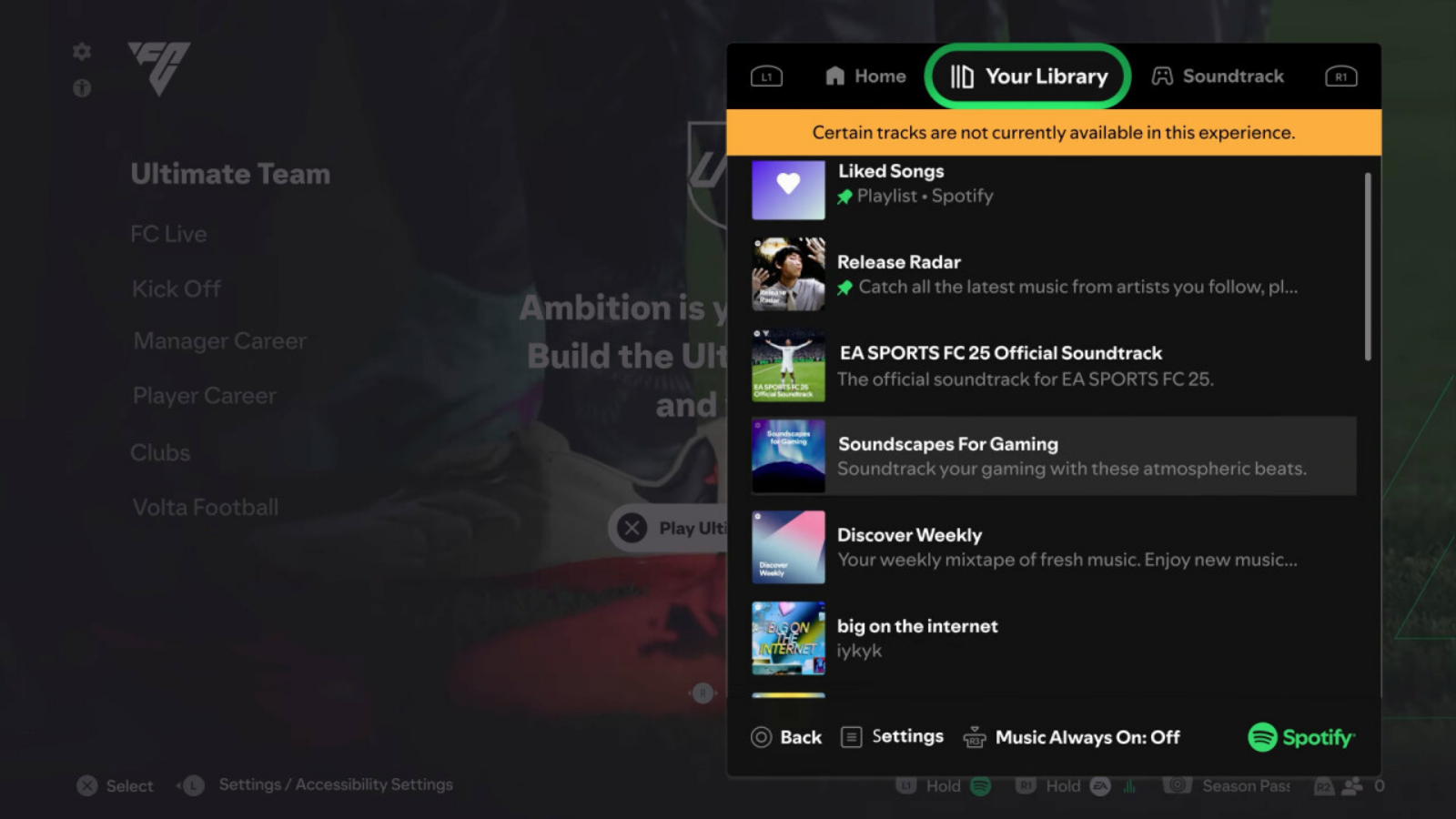 Spotify FC 25’e Entegre Oldu: Kendi Müzik Listenle Oyna 2 spotify fc 25e entegre oldu kendi muzik listenle oyna 0 6XPDLuLR
