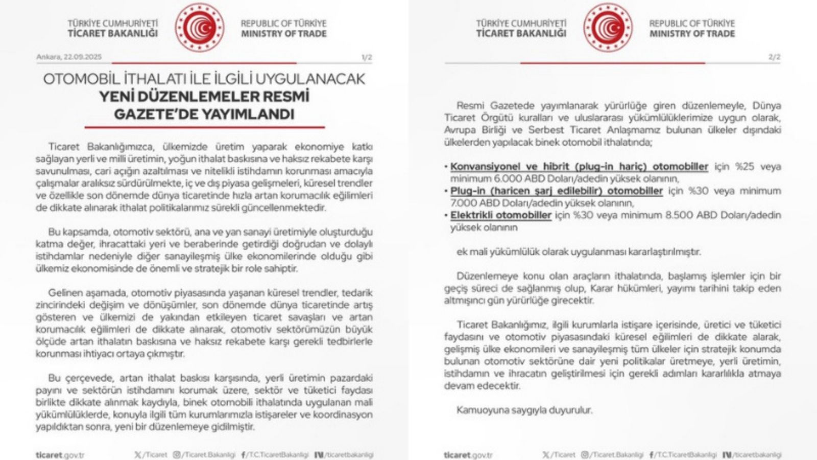 İthal Otomobillere Yeni Ek Vergi Düzenlemesi Yayımlandı 2 ithal otomobillere yeni ek vergi duzenlemesi yayimlandi 0 DRMN5HhY